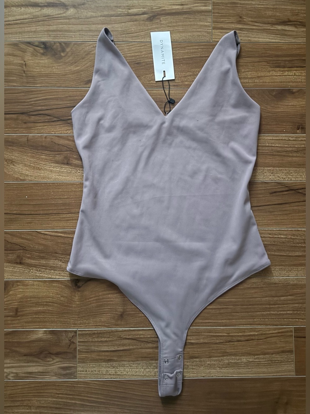 Dynamite Vivianne Softform V-Neck Bodysuit Purple Dove Size S NWT